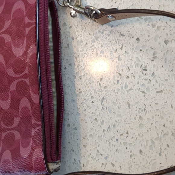 Coach Pink Wristlet with Logo Detail - Picture 7 of 8